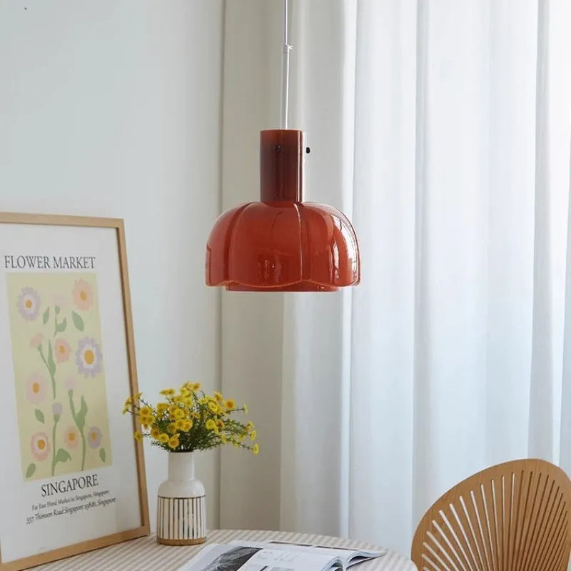 Medieval-style glass bud pendant chandelier light in a choice of six colours