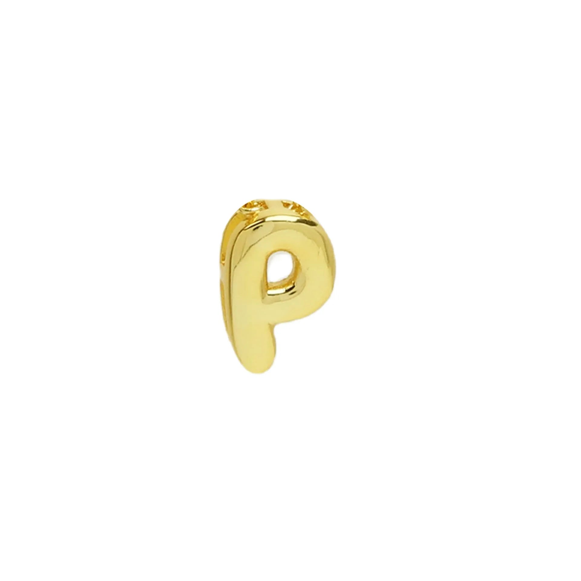 18k brass smooth surface bubble letter bracelet with pendant in gold colour on copper alloy