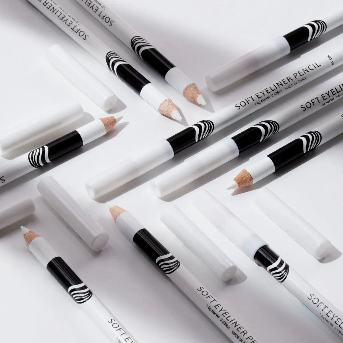 12 white waterproof eyeliner pencils in a box, smooth high gloss eye brightener makeup tools