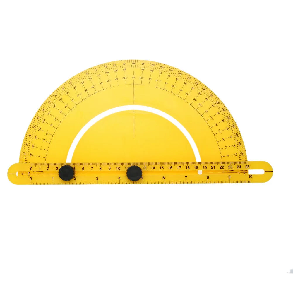ABS plastic 180 degree carpentry ruler with measurement scale for angle determination
