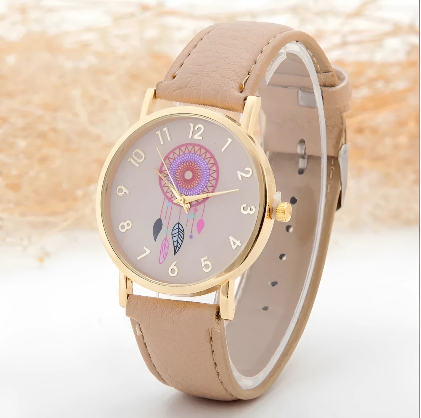 Ladies balloon decorative dial watch with onion crown, PU strap, alloy case, 40.5mm round dial