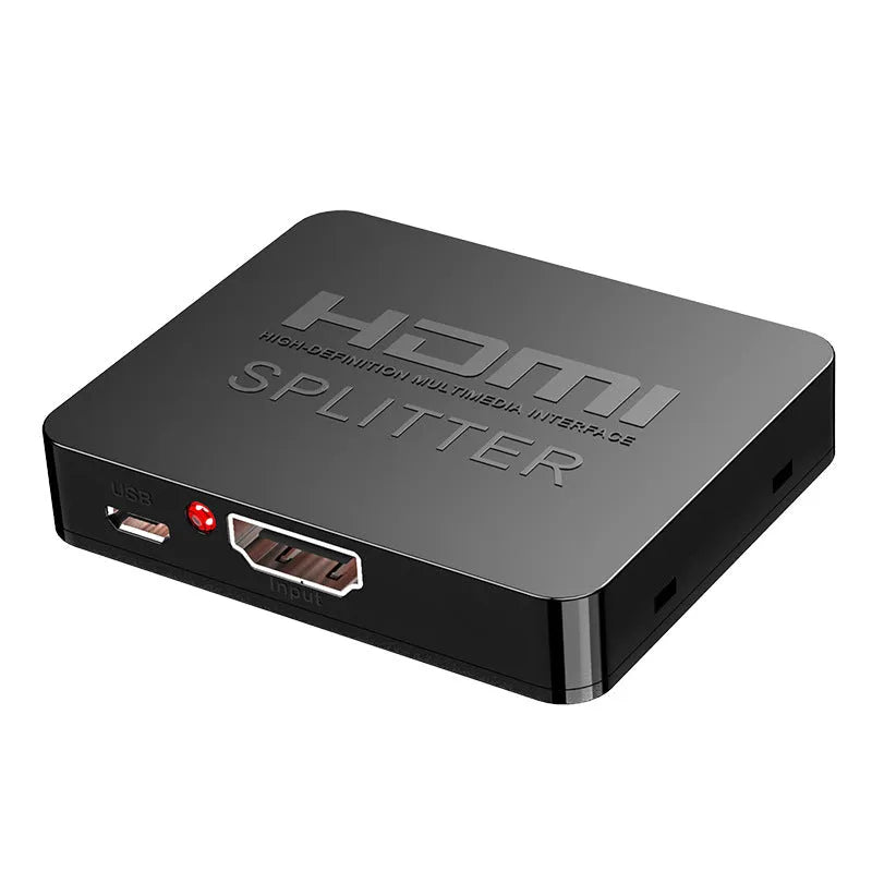 HDMI splitter device with one input and two output ports for 4K video distribution
