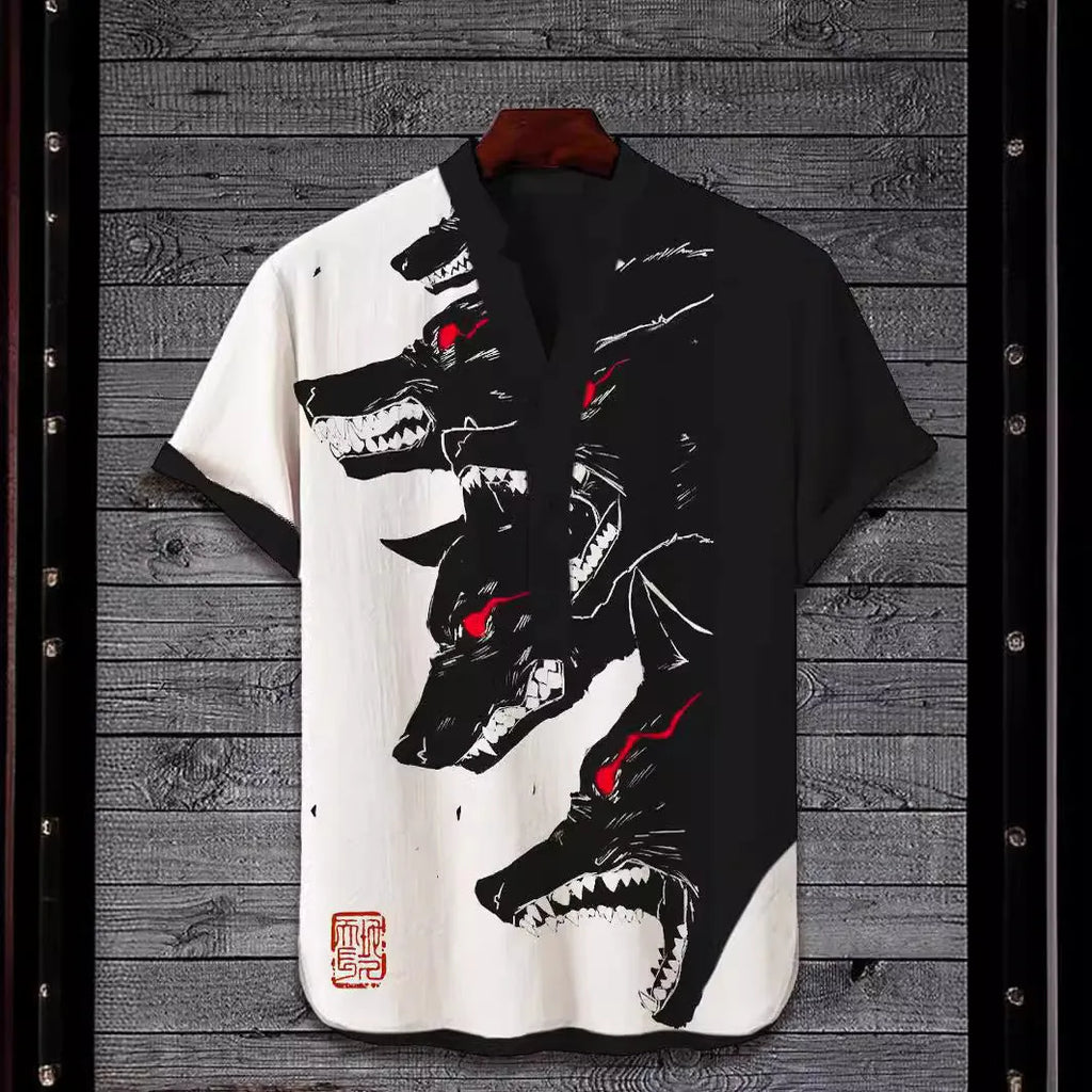 Short sleeve shirt with a 3D digital animal print design in various colours.