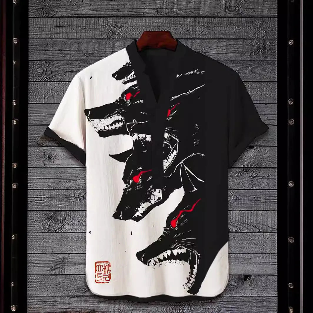 Short sleeve shirt with a 3D digital animal print design in various colours.