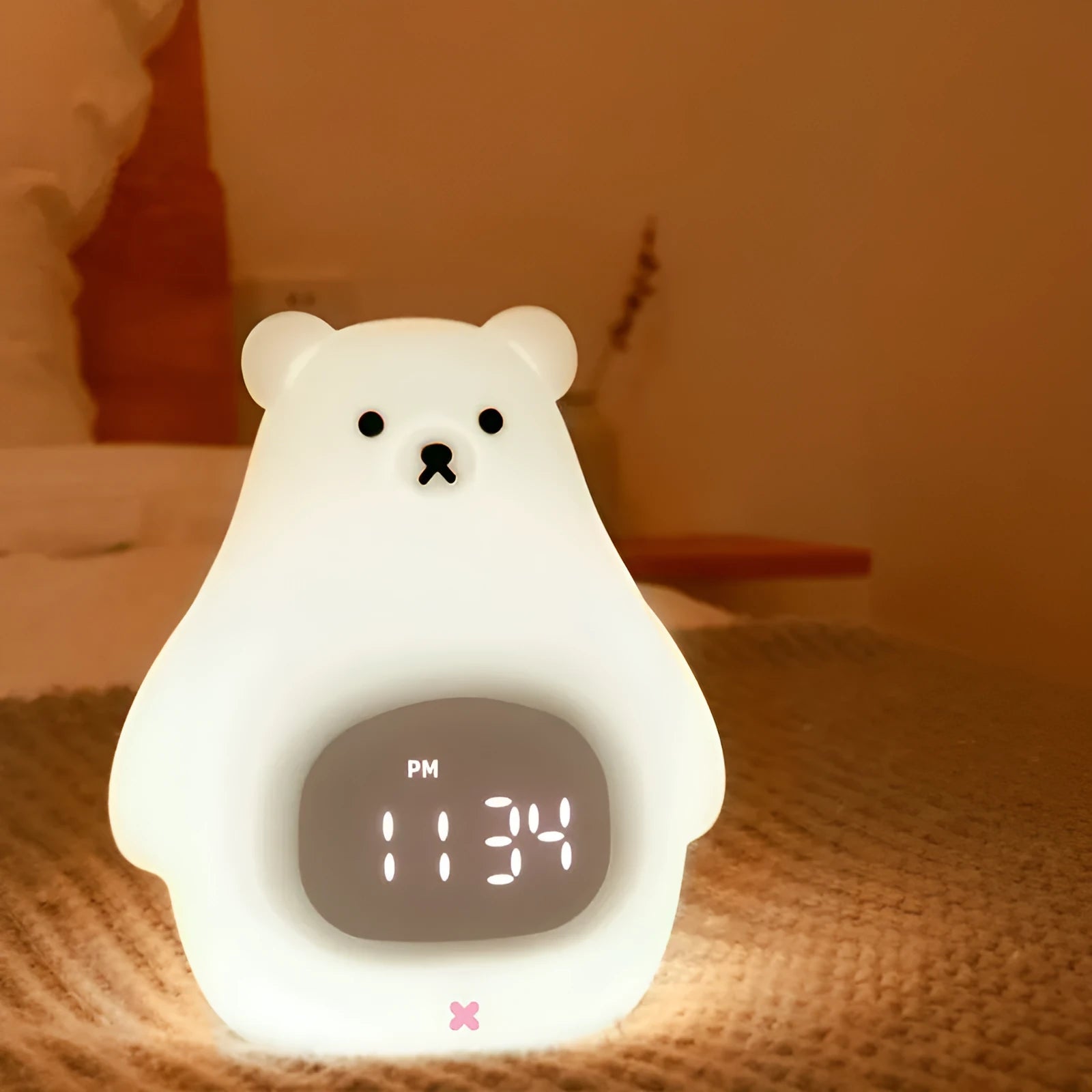 Big White Bear cartoon style silicone night light with remote control and sleeping timer