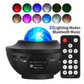 Black parallel style starry sky projection lamp with water ripple laser effects and remote control