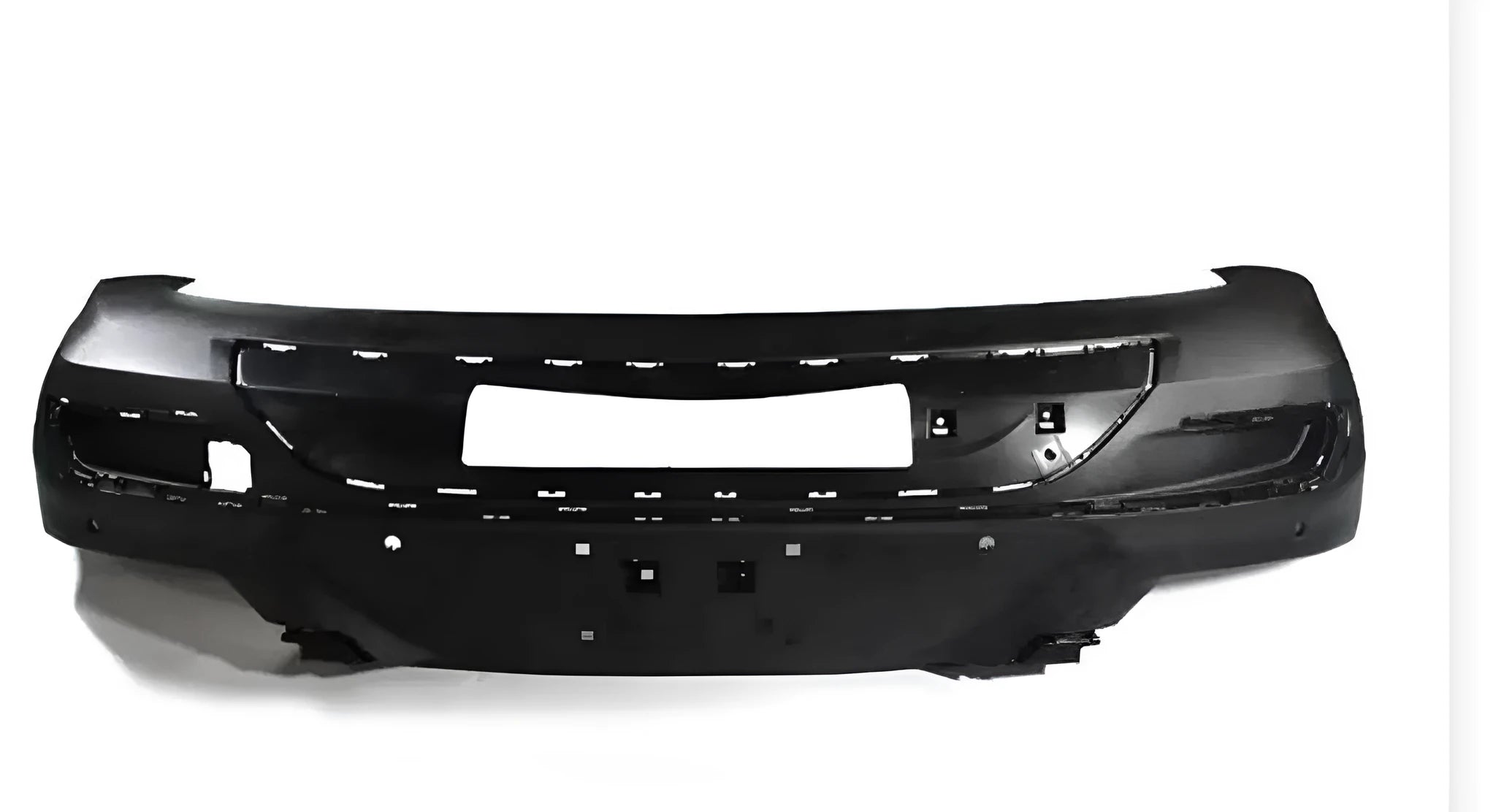 Black plastic car bumper replacement cover for 4x4 or SUV vehicles.