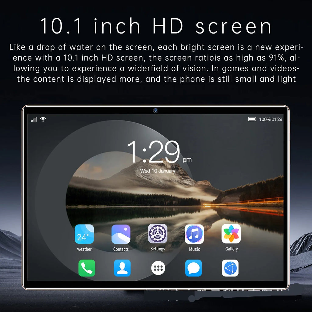 10.1 inch voice call HD smart game tablet in gold, blue, and gray colour options