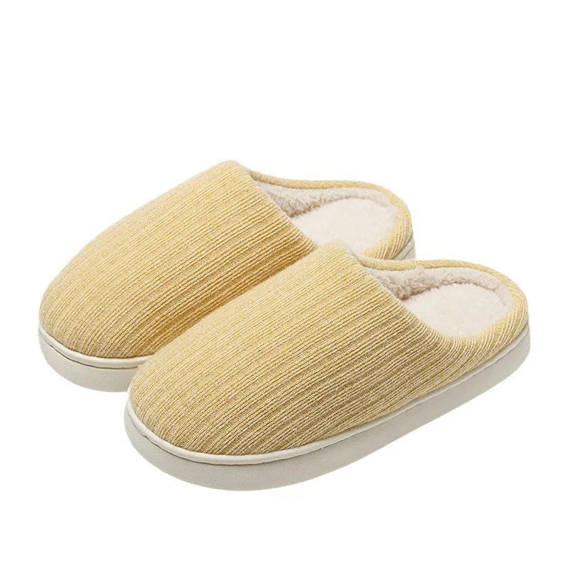 Non-slip cotton slippers for elderly in light gray with anti-slip sole and cotton cloth upper