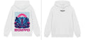 Heavyweight washed vintage loose casual hoodie for men in solid colour with long sleeves and top stitched patch pocket