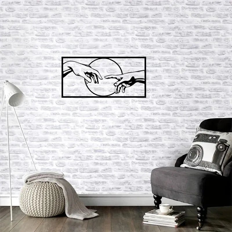 Modern black metal geometric wall art made of iron, size 19.5 by 40 centimetres, for home decor