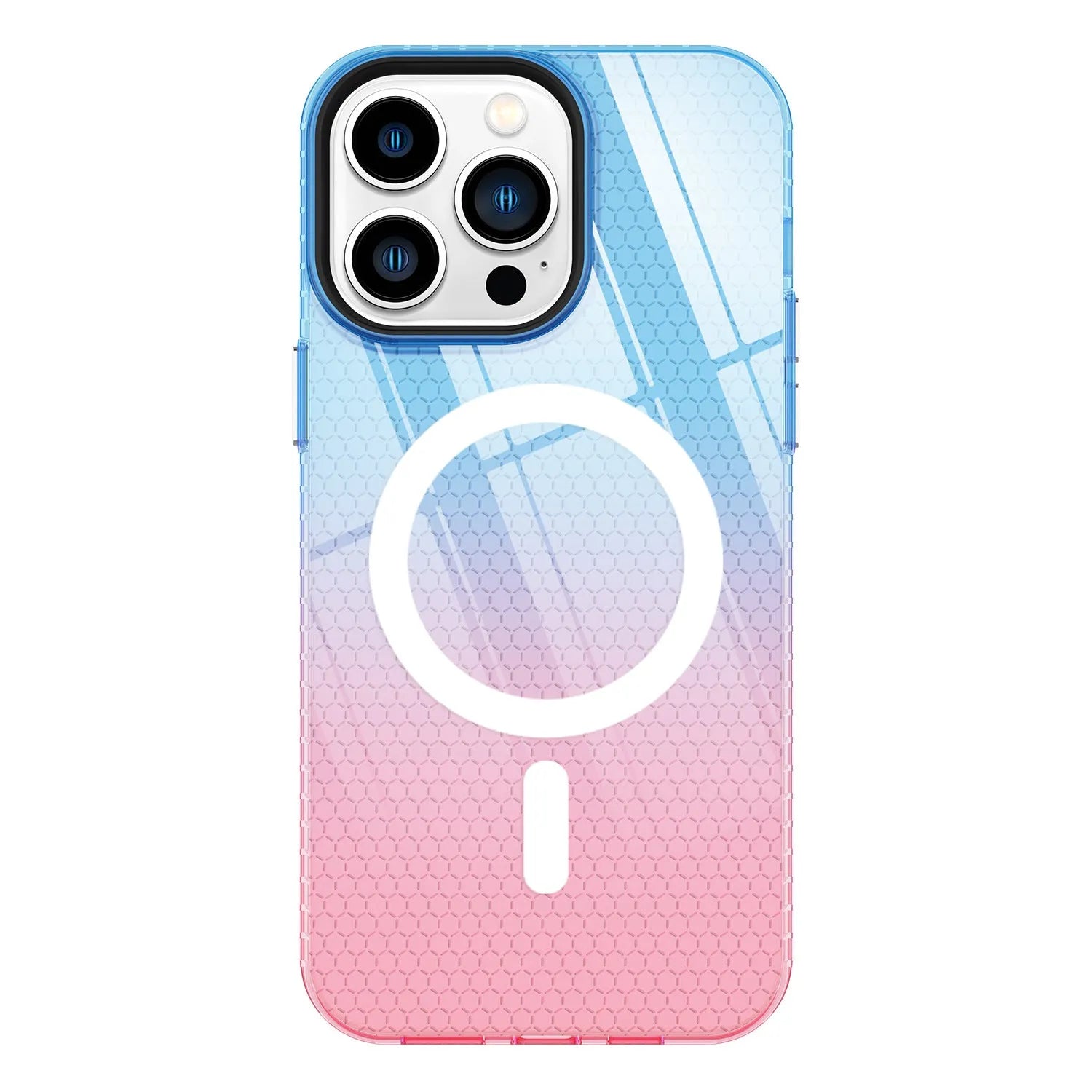 Magnetic phone case honeycomb pattern drop-resistant TPU for iPhone 13 14 15 series transparent