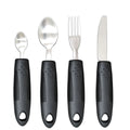 Stainless steel adaptive cutlery set with rubber handles for elderly and rehabilitation eating assistance