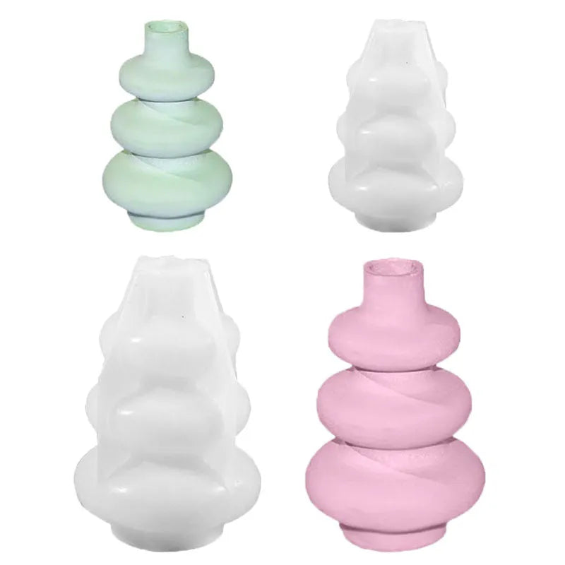 Three-layer circle vase ornament silicone baking and craft mould in modern irregular design