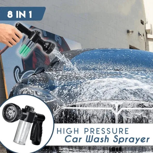 Green high-pressure foam spray gun with adjustable nozzle for car washing and garden watering