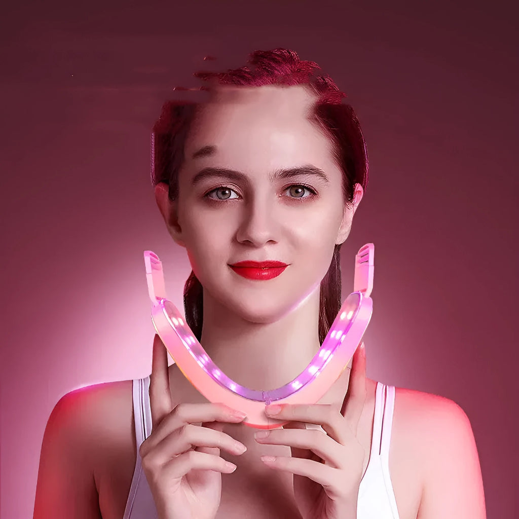Face-lifting vibration massager in green with USB cable, ABS shell, 12 levels for small V face contouring