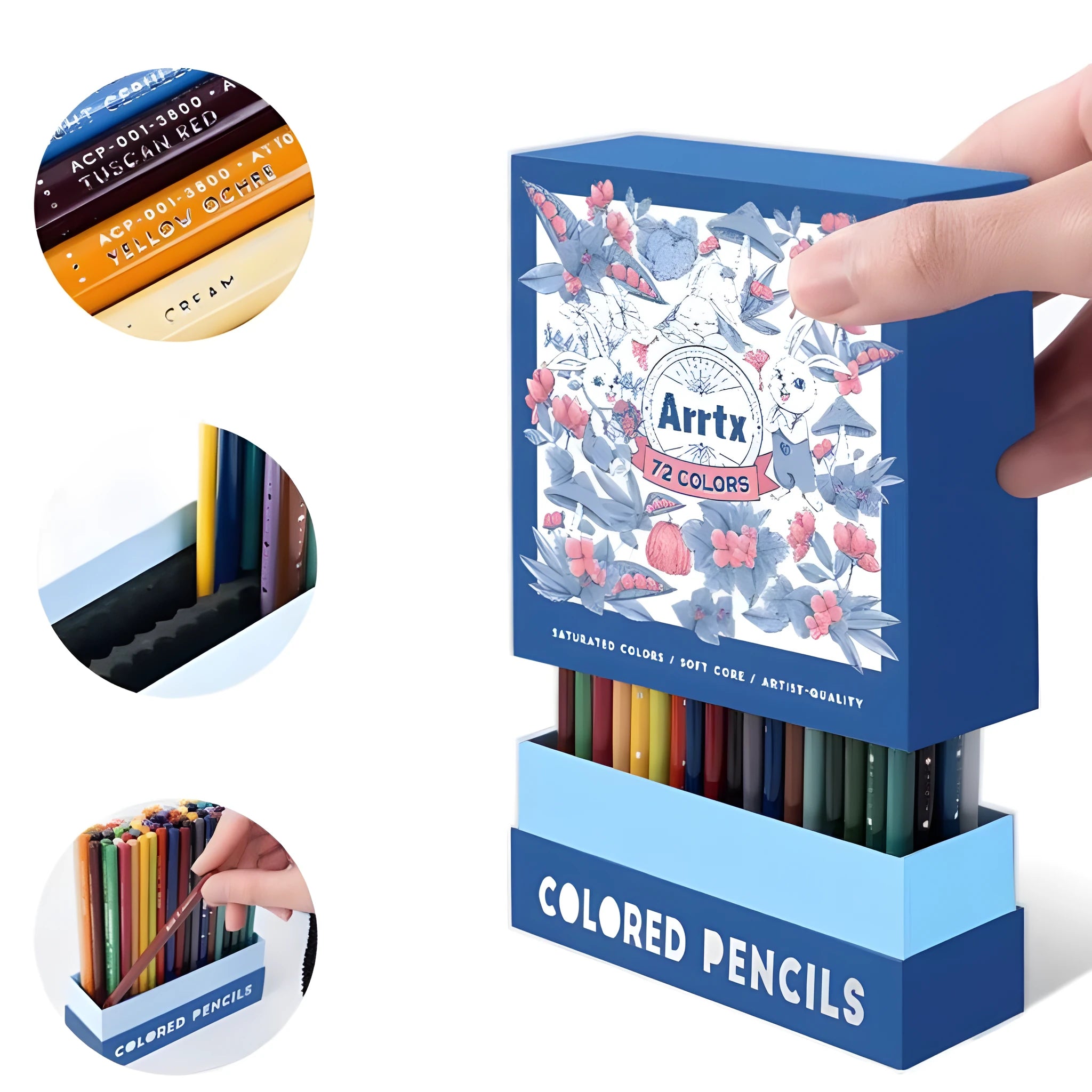 72-colour art pencil set in boxed packaging with basswood construction for drawing and sketching