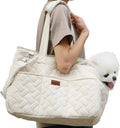Grey pet carrier handbag with mesh panels and safety cord for cat or small dog transport