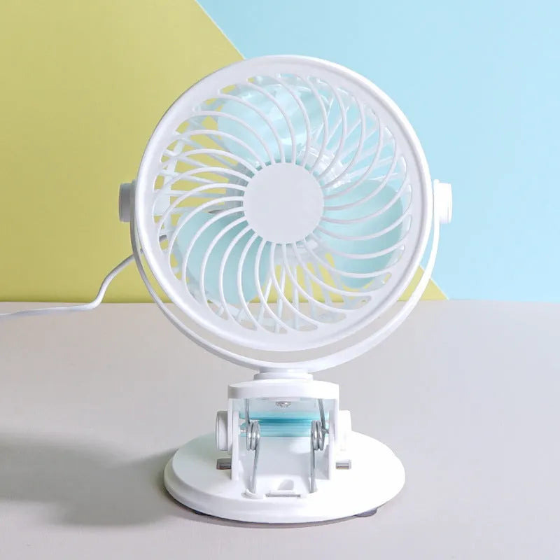 USB portable desk fan with brushless motor in clip and floor standing configurations