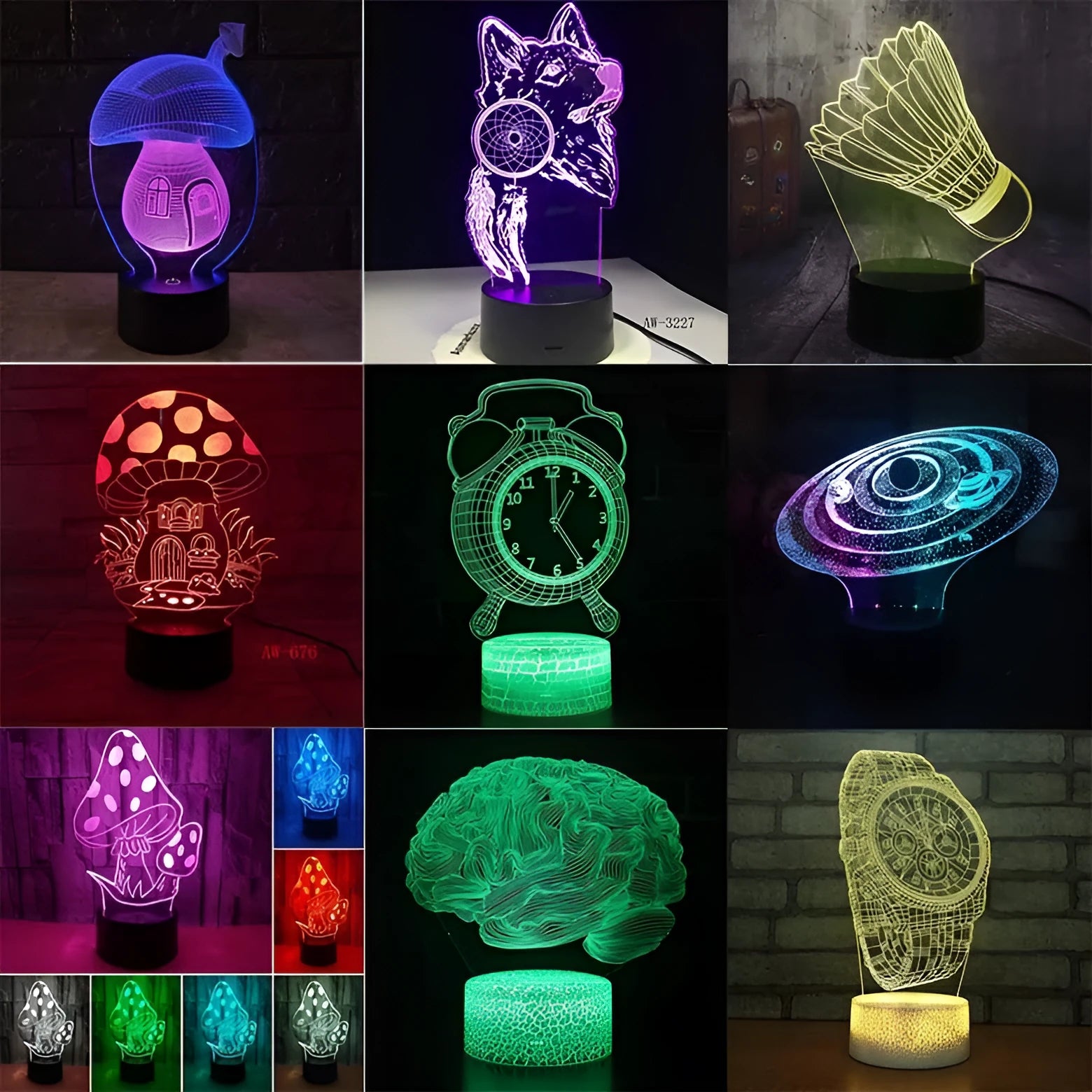 Remote control LED desk lamp with touch panel, USB cable, and colourful lighting modes on acrylic board with ABS base