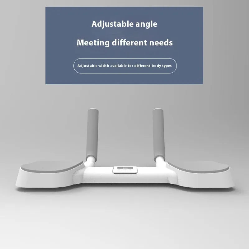 White flat support trainer with alloy aluminium frame on a wooden floor.
