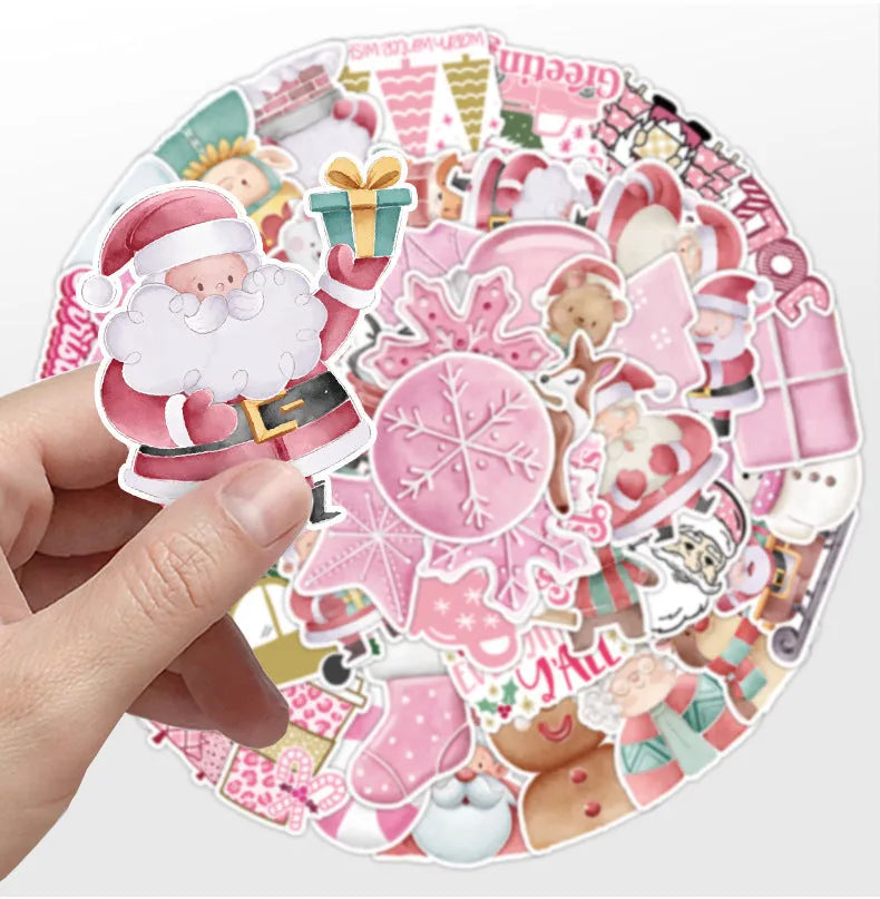 50 Christmas decoration stickers waterproof 4-8cm cute style for car phone computer guitar notebook