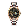 Men's rose gold automatic mechanical watch with black dial and large display