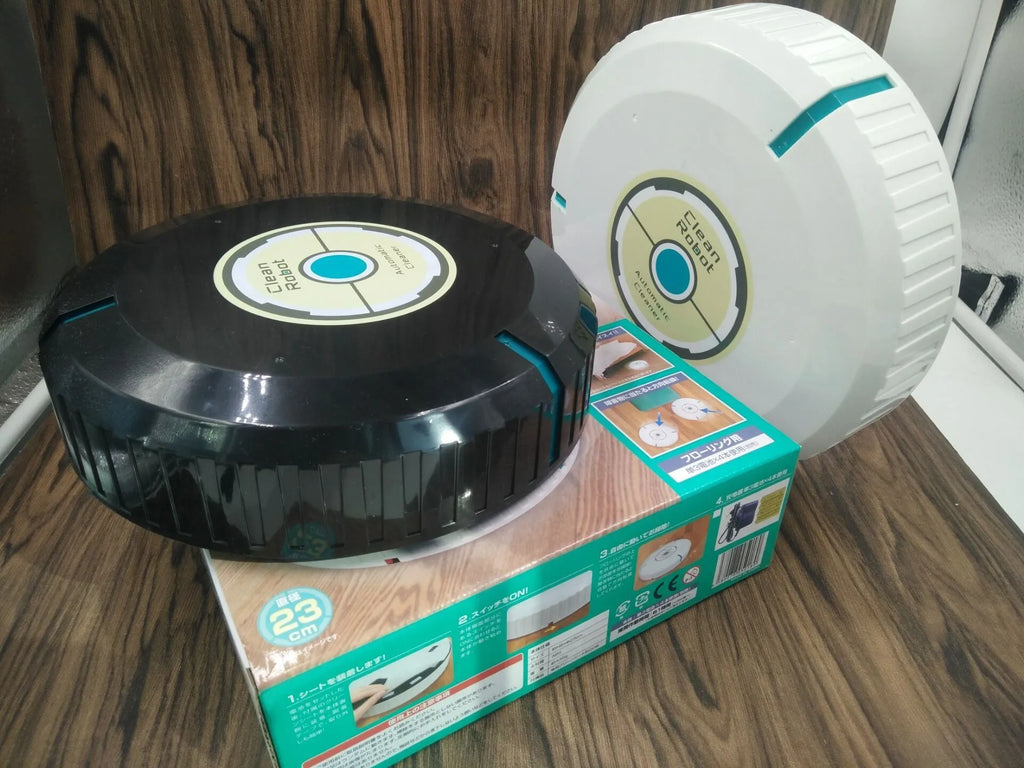 Black and white ABS automatic sweeping robot cleaner 23cm for multiple floor types