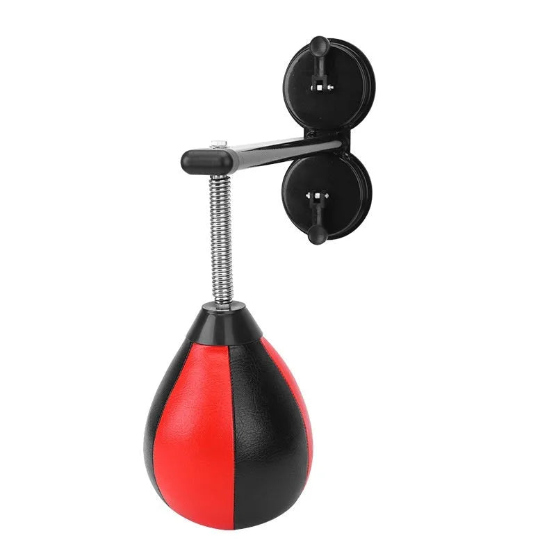 Inflatable pear-shaped boxing training ball with double suction cup mount for home fitness reaction training