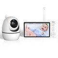 White 5-inch HD baby monitor with camera on a nursery shelf.