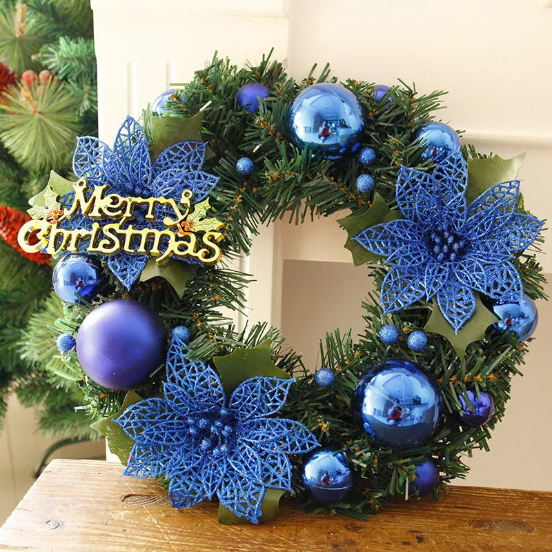 30cm plastic Christmas wreath in multicolour options for door or garden display