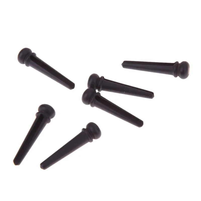 Six matt black ebony guitar string nails with 5.3mm bayonet for folk acoustic guitars