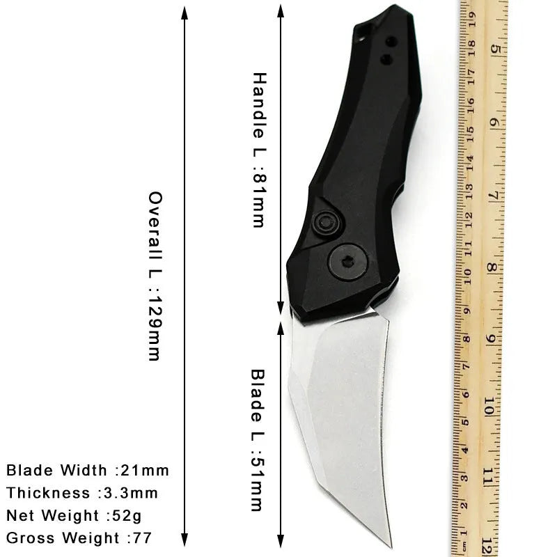 Outdoor folding pocket knife with metal construction showing black, grey, and green colour options