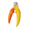 New LED blood line pet nail clippers with metal body in green, red, and yellow for cats and dogs