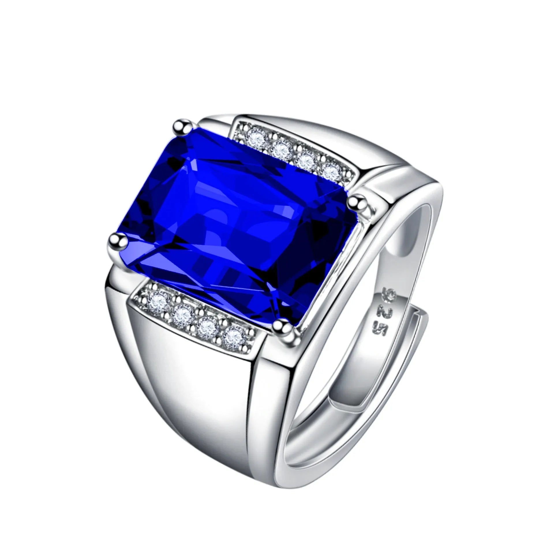 Adjustable open geometric ring with coloured rhinestone setting on copper band.