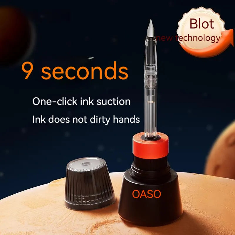 Student automatic suction pen set with 0.5mm and 0.38mm tip options and 40ml ink feeder