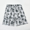 Men's floral print five-point swimming trunks in polyester fabric for pool and beach use