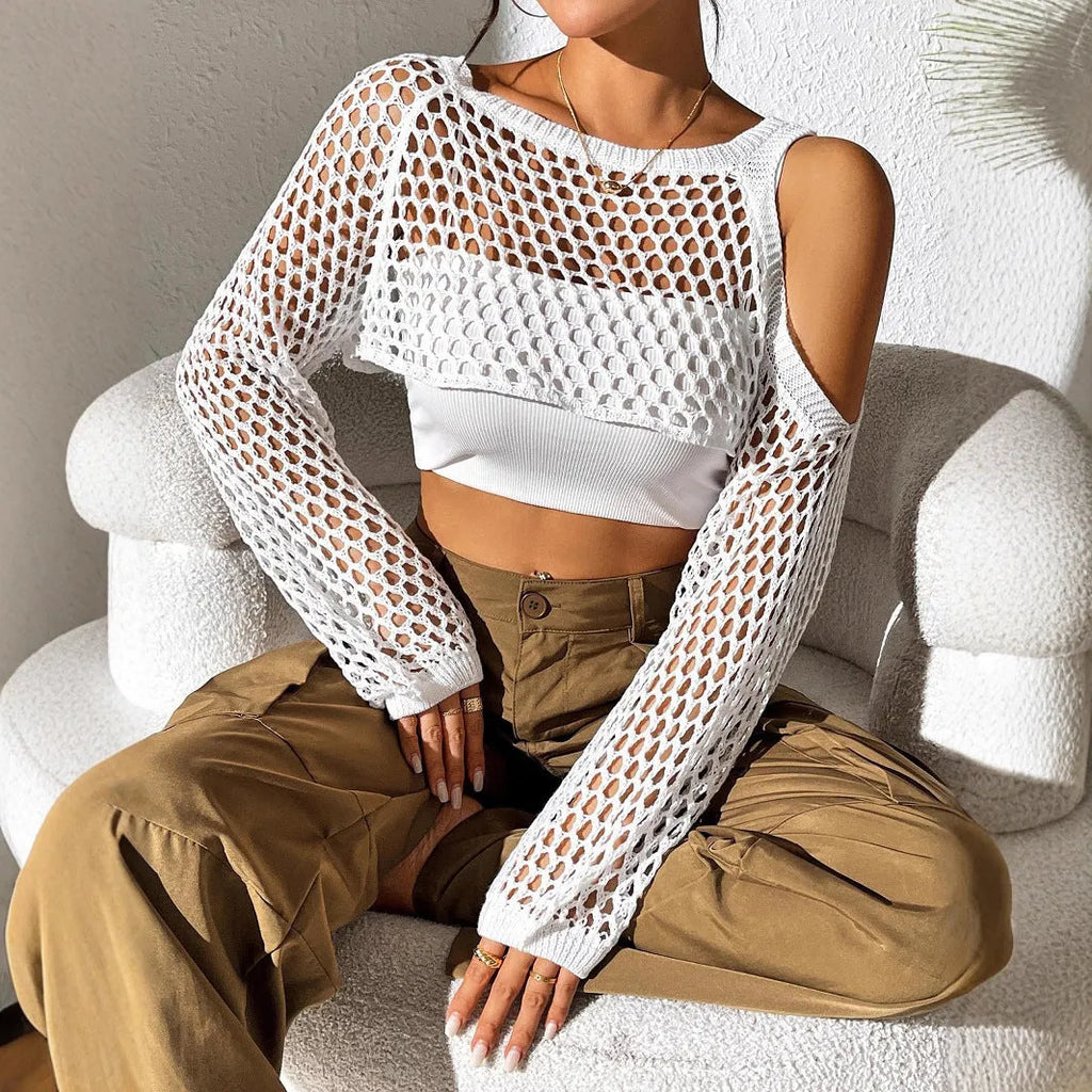 Mesh beach shirt with hollowed navel design in polypropylene fabric available in six colours