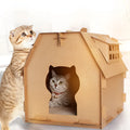Corrugated paper cat house carton with honeycomb structure and paper holes for scratching, DIY assembly