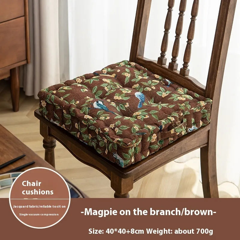 American dining chair cushion 40x40cm with thick PP cotton filler in floral apricot pattern