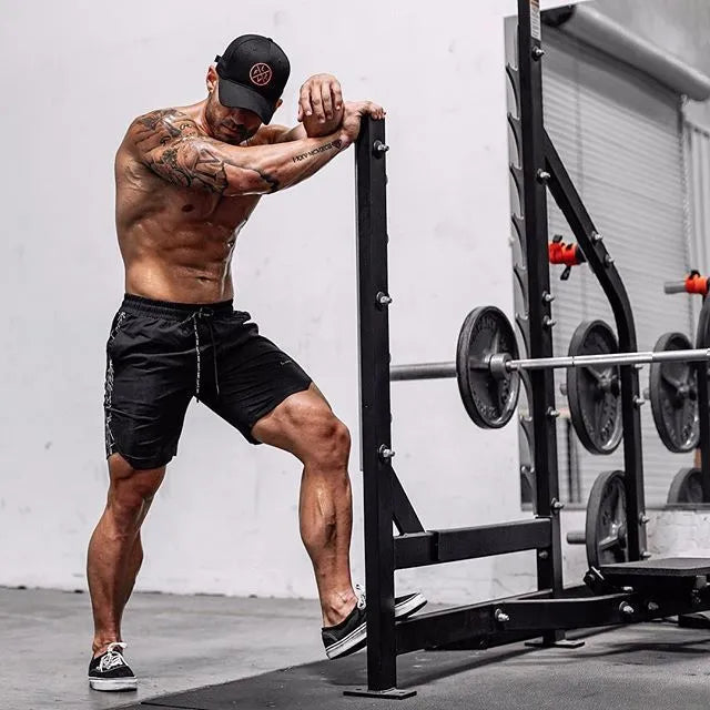 Men's black straight-leg polyester fitness training running pants for gym or jogging