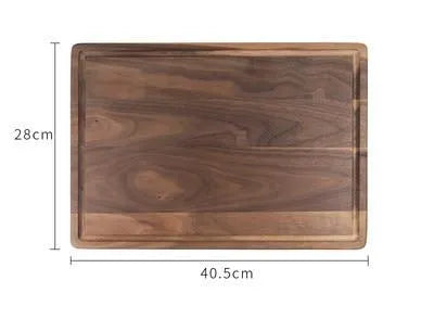 Black walnut wood cutting board with juice groove and side handle