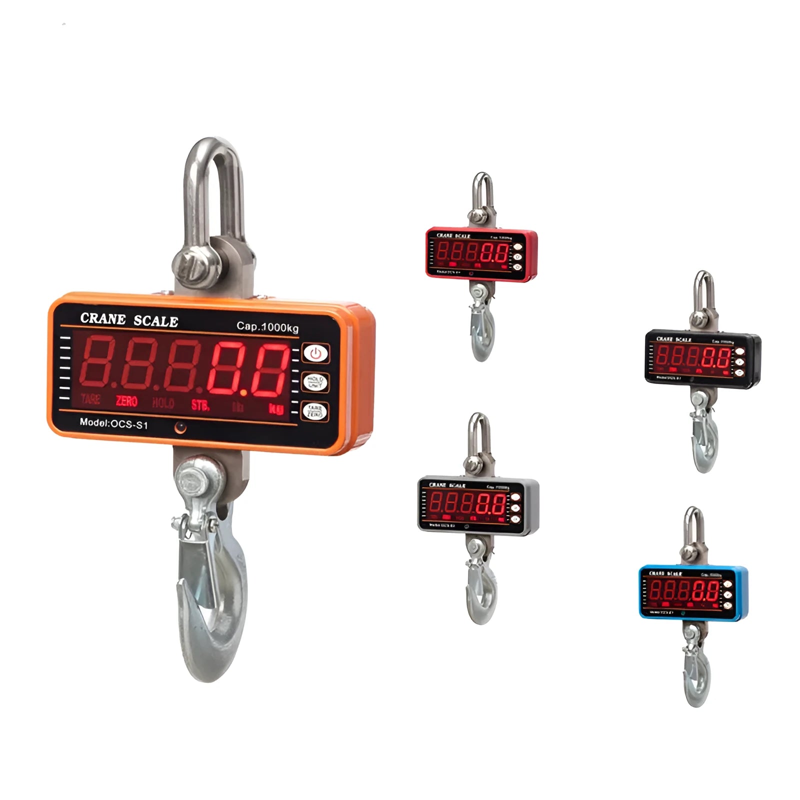 Orange electronic crane scale with digital display for 500kg capacity logistics weighing