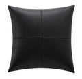 A solid colour soft cowhide leather pillow cover on a sofa, shown in a neutral tone.