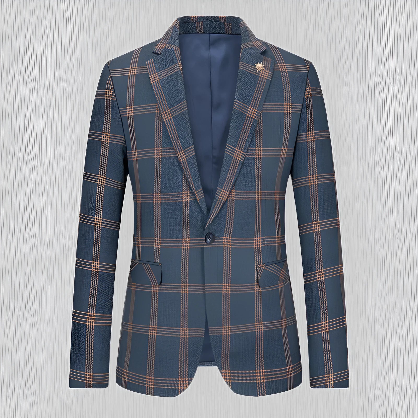 Men's trendy slim fit small business suit coat in blue, casual style, Asian sizing M-5XL