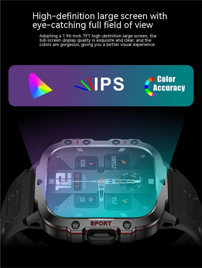 QX11 smart Bluetooth watch with TFT touchscreen showing heart rate display on black zinc alloy case