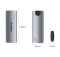 Grey mobile SSD external hard drive with direct USB 3.0 connection.