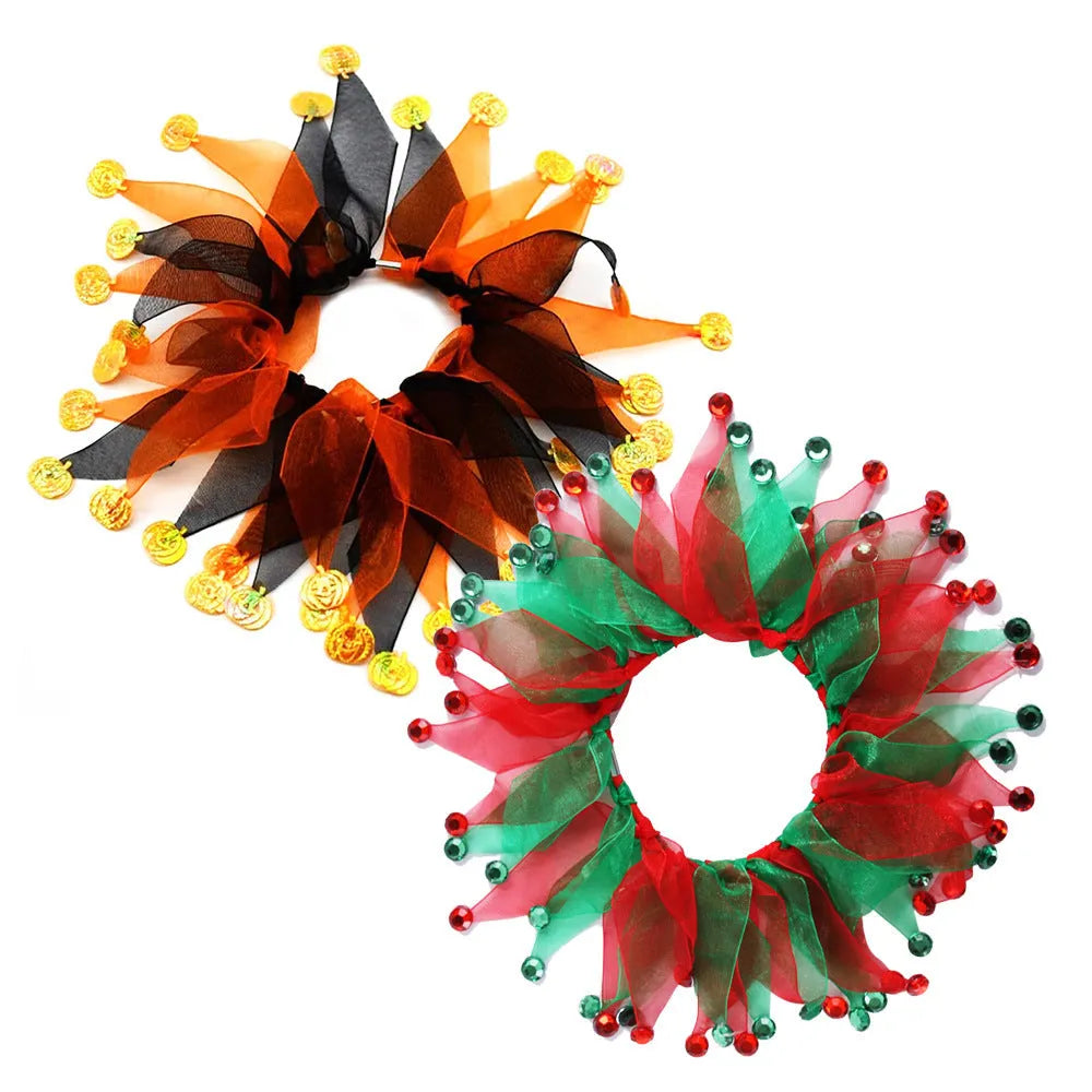 Tie-dye pattern dog collar in Christmas and Halloween designs with cloth construction