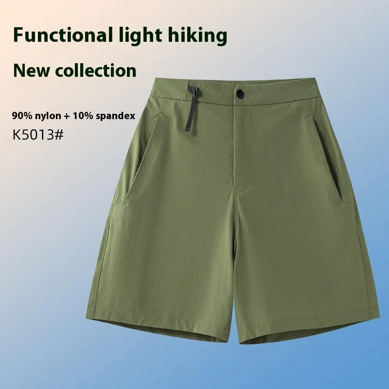 Men's quick-drying sports shorts in Army Green colour with four-sided elastic design