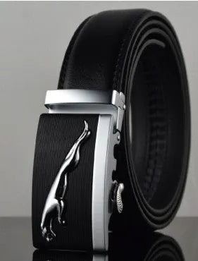 Men's automatic buckle leather belt in cowhide with 3.5cm width